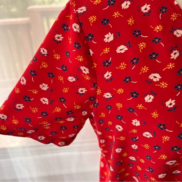 Madewell Novel Tie-Front Top Prairie Posies Red Floral Size Medium - Picture 7 of 14
